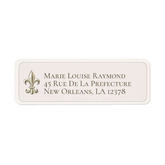 Étiquette Élégant Fleur de Lis Adresse de retour personnalis (Devant)