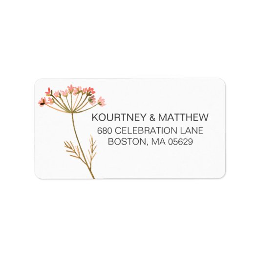 Étiquette Elegant Fleur sauvage aquarelle (Devant)