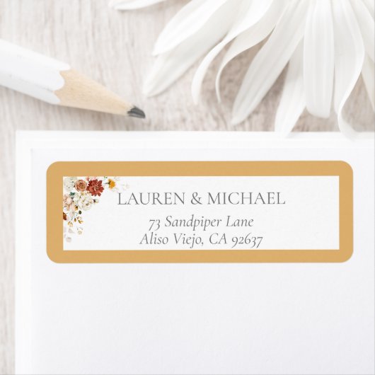 Étiquette Élégant Fleur sauvage Jaune Adresse de retour (En situation)