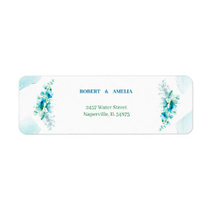 Étiquette Elégant Fleurs Bleues Personnalisées Adresse de re