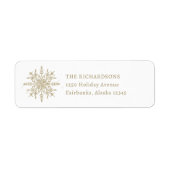 Étiquette Élégant flocon de neige doré | Adresse de retour d (Devant)