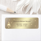 Étiquette Élégant flocon d'or fêtes de Noël arbre (En situation)