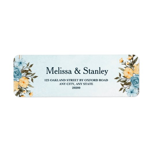 Étiquette Elégant Floral Aquarelle Verdure Mariage Retour (Devant)