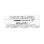 Étiquette Elégant Floral Black White Daisy Adresse de retour (Devant)