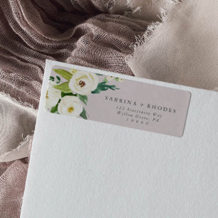 Étiquette Élégant floral blanc Blush Mauve Adresse de reto