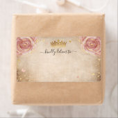 Étiquette Elégant Floral Blush Rose Gold Crown Livraison (En situation)