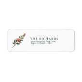 Étiquette Elegant Floral Christmas Return Address Label (Devant)