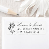 Étiquette Élégant Floral Couple Names Mariage Adresse de ret (En situation)