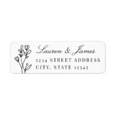Étiquette Élégant Floral Couple Names Mariage Adresse de ret (Devant)