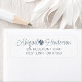 Étiquette Elégant Floral Dusty Blue Daisy Adresse de retour (En situation)