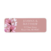 Étiquette Élégant Floral Dusty Rose Mariage Adresse de retou (Devant)