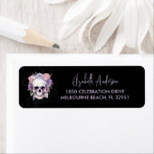 Étiquette Élégant floral et crâne Gothique éffrayant (En situation)