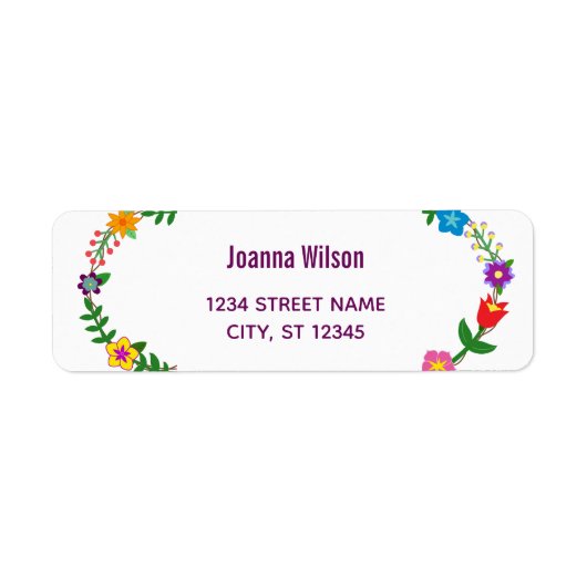 Étiquette Elégant Floral Flowers Moderne Adresse de retour L (Devant)