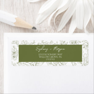 Étiquette Elégant Floral Sage Botanical Green Adresse de ret