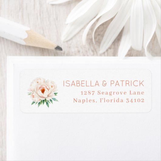 Étiquette Elegant Floral Wedding Address Label (En situation)