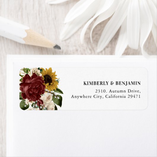 Étiquette Élégant Florals d'automne Adresse de retour (En situation)
