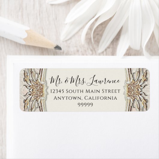 Étiquette Élégant Formal Victorian ivoire et Mariage d'or (En situation)