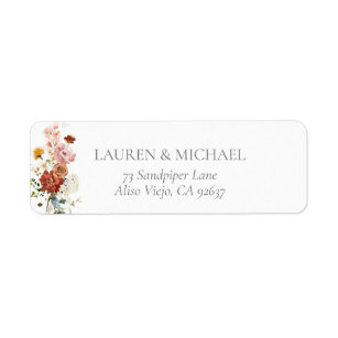 Étiquette Elegant Garden Flower Fête des mariées Adresse de 