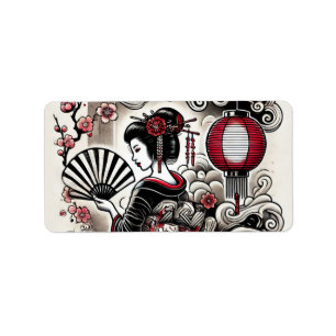Étiquette Elegant Geisha Adresse de retour Label