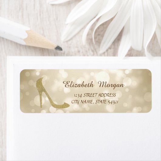 Étiquette Elegant Girly Stylish Bokeh, Parties scintillant H (En situation)