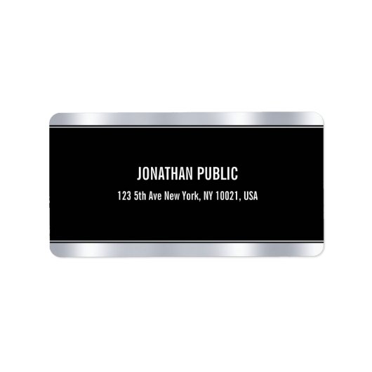 Étiquette Élégant Glamour Moderne tendance Noir et Argent (Devant)