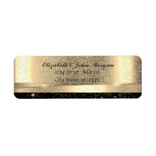 Étiquette Elégant Glamour Or Noir brillant, Confetti