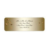 Étiquette Elegant Gold, Black, Falling Feuilles Adresse de r (Devant)