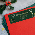 Étiquette Elegant Gold Christmas Reindeer Adresse de retour<br><div class="desc">Transformez vos salutations de vacances avec ces étiquettes d'adresse de retour Elegant Gold Reindeer Gold. Ces étiquettes branchés présentent un design moderne avec des rennes d'or festifs, ajoutant une touche de magie de vacances à vos enveloppes. Le script de calligraphie ajoute un charme élégant et minimaliste, créant un look joyeux...</div>