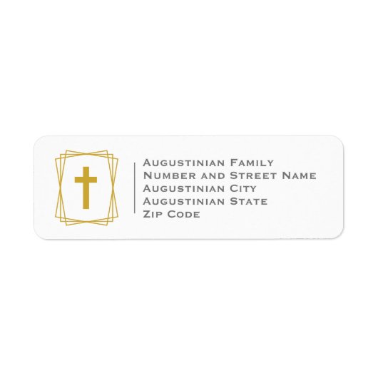 Étiquette Elegant Gold Cross Return Address (Devant)