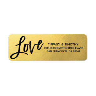 Étiquette Elegant Gold Foil LOVE Mariage Adresse de retour