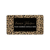 Étiquette Elegant Gold Glitter Black Leopard (Devant)