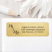 Étiquette Elegant Gold M. & Mme Mariage Adresse de retour (En situation)