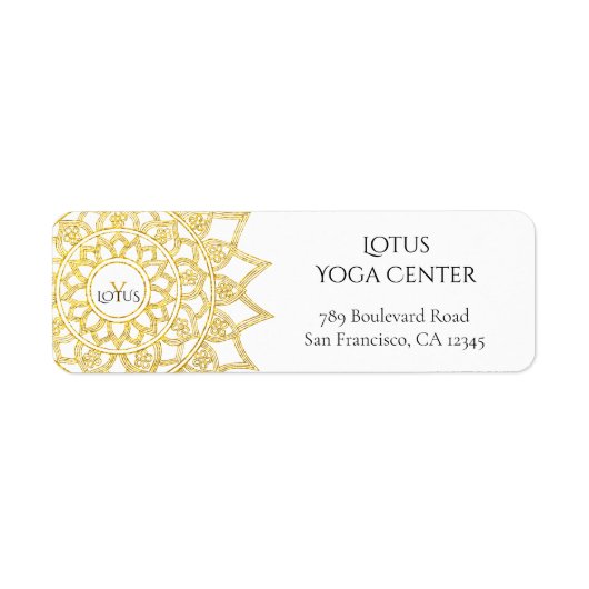 Étiquette Elegant Gold Mandala Monogram Adresse de retour (Devant)