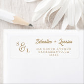Étiquette Elegant Gold Script Monogramme Adresse de retour (En situation)