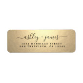 Étiquette Elegant Gold Script Wedding Return Address (Devant)