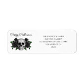 Étiquette Elegant Gothic Black Floral Skull Halloween (Devant)