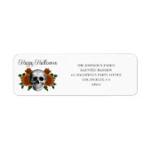 Étiquette Elegant Gothic Floral Skull Halloween Address (Devant)