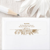 Étiquette Élégant gravé Or Noël Floral (En situation)