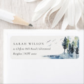 Étiquette Élégant Green Blue Pine Woods Forest Birds Adresse (En situation)