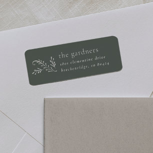 Étiquette Elegant Green & Cream Botanical Adresse de retour
