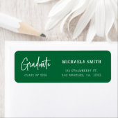 Étiquette Elegant Green Script Graduation Return Address (En situation)