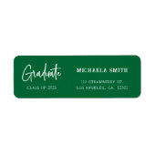Étiquette Elegant Green Script Graduation Return Address (Devant)