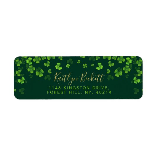 Étiquette Elégant Green Shamrock Irish St. Patrick's Day (Devant)