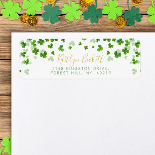 Étiquette Elegant Green Shamrocks Irish St. Patrick's Day
