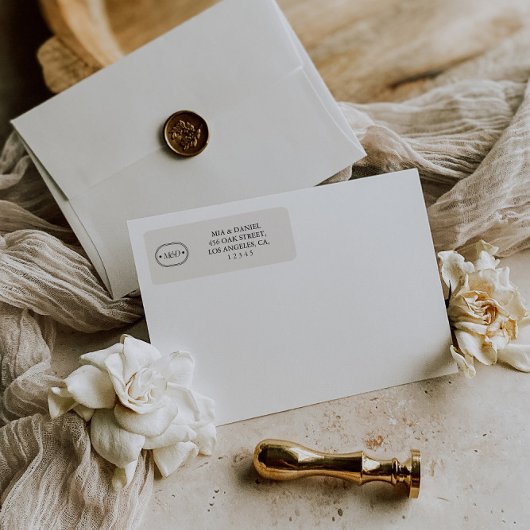 Étiquette Elegant Grey Classic Chic Monogram Adresse de reto