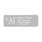 Étiquette Elegant Grey & White Nom Monogram Adresse de retou (Devant)