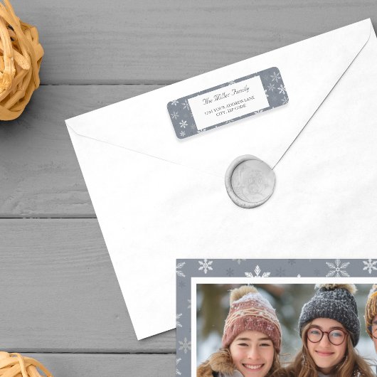 Étiquette Élégant Gris Snowflakes Vacances hiver