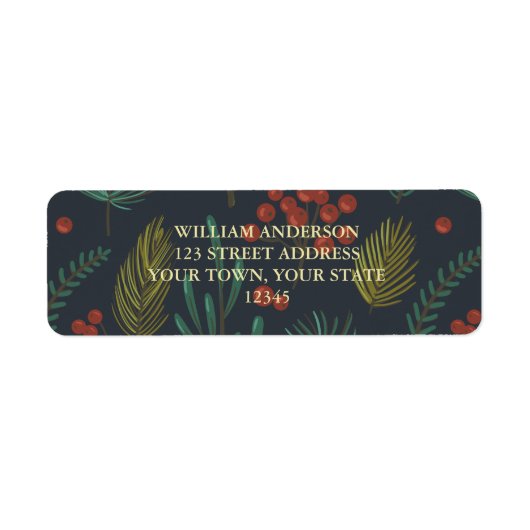 Étiquette Élégant hiver botanique (Devant)