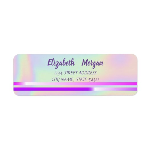 Étiquette Elegant Holographic, Stripes Address Label (Devant)