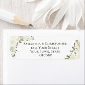 Étiquette Élégant Ivoire Blanc Floral Mariage Adresse de ret (En situation)